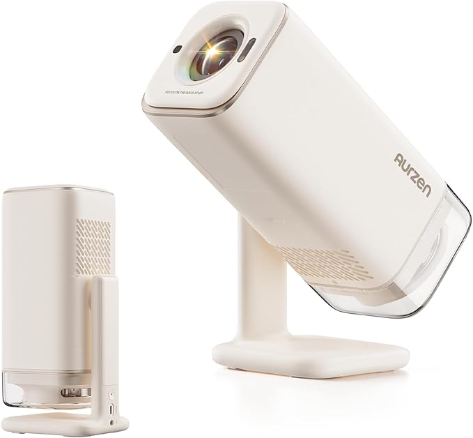 Aurzen Boom Air Mini Beamer mit Google TV & Netflix, 4K UHD Unterstützung, WiFi Bluetooth, USB-C, TOF Autofokus, Outdoor Projektor