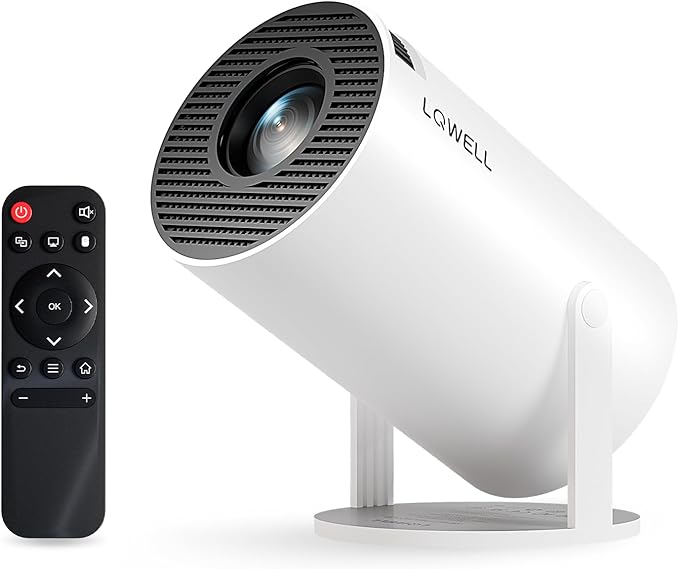 LQWELL HY300-A-WT Mini Beamer mit 4K UHD, 5G WiFi, BT5.0, Android OS, Auto Trapezkorrektur & 220° Neigung für Heimkino 2025