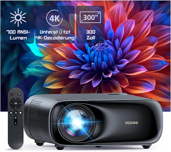 Nexight INC PJ40 Beamer WiFi Bluetooth 1080P 4K unterstützt 700 Lumen 20W Lautsprecher Heimkino Outdoor Projektor