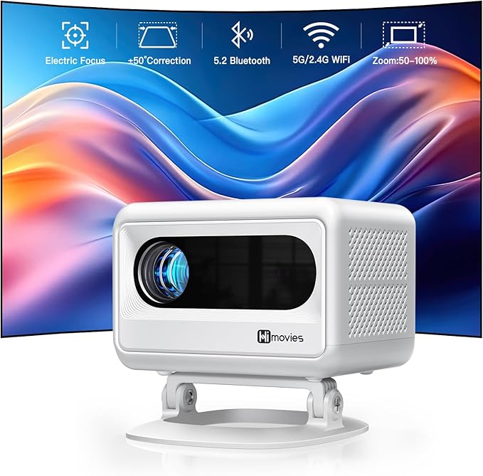 VOPLLS 23000L Mini Beamer 4K UHD Projektor mit WiFi 6, Bluetooth 5.2, elektrischer Fokus & Trapezkorrektur, Full HD 1080P, tragbar für Handy