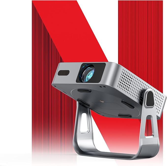 VOPLLS Smart Mini Beamer Netflix Official 1080P HD mit Autofokus, WiFi6 Bluetooth, 360° drehbar für Heimkino