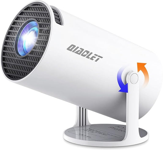 QIAOLET HY300 Mini Beamer 4K 1080P Android 13.0 WiFi6 Bluetooth 5.2 12000L Heimkino-Projektor mit 180° Drehung & Auto Trapezkorrektur