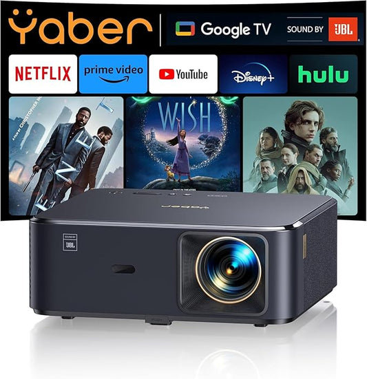 YABER K2s 4K Beamer mit Android TV 11.0, JBL Sound, Dolby Audio, NFC, WiFi6, Bluetooth, Autofokus, 300" UHD Projektor