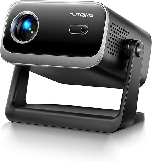 PUTRIMS Mini Beamer FHD 1080P WiFi Bluetooth elektrischer Fokus Auto Trapezkorrektur tragbarer Projektor für Heimkino Outdoor