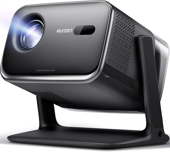 Aurzen Boom Mini D005 4K Smart Beamer mit Google TV, 500 ANSI Lumen, 20W Dolby Audio, Bluetooth, Autofokus