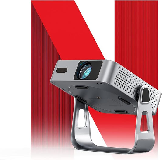 VOPLLS Smart Mini Beamer Netflix Official 1080P HD mit Autofokus, WiFi6 Bluetooth, 360° drehbar für Heimkino