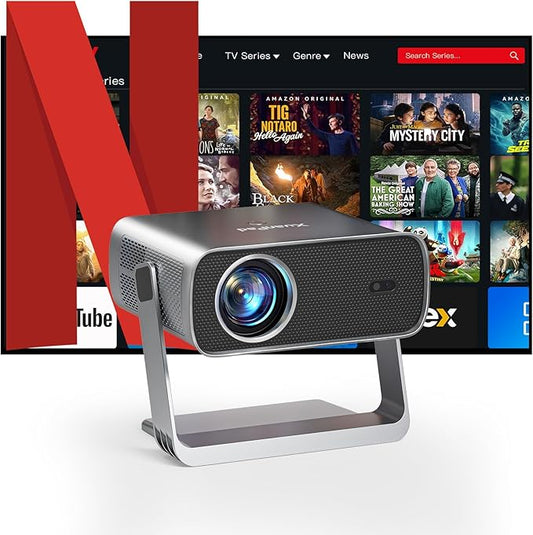 XuanPad 30000L Beamer mit WiFi & Bluetooth, 1080P Netflix-Projektor, Auto-Fokus, automatische Keystone-Korrektur, Dolby Sound