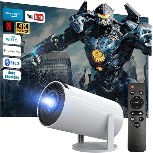 Motivx Tools HY300 4K UHD Beamer 2025 mit Android 13, WiFi 6, Bluetooth 5.3, Auto Trapezkorrektur für Heimkino