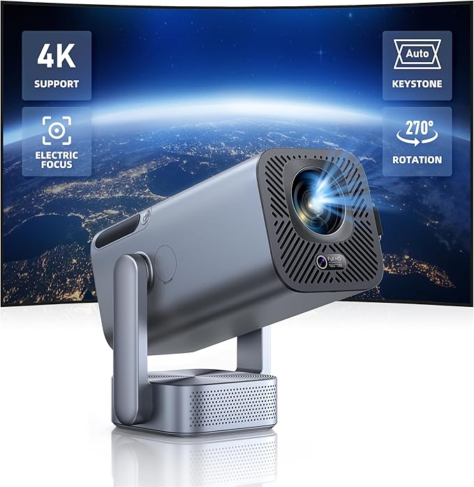 TOPTRO X8 Mini Beamer 1080P Native FHD & 4K Unterstützung, WiFi Bluetooth, Elektrischer Fokus, Auto Trapezkorrektur, Outdoor Projektor